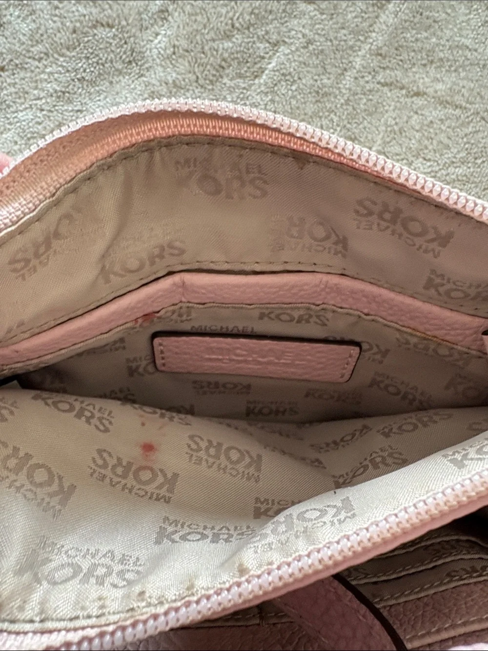 Michael Kors Blush Pebbled Leather Crossbody with Gold MK Emblem